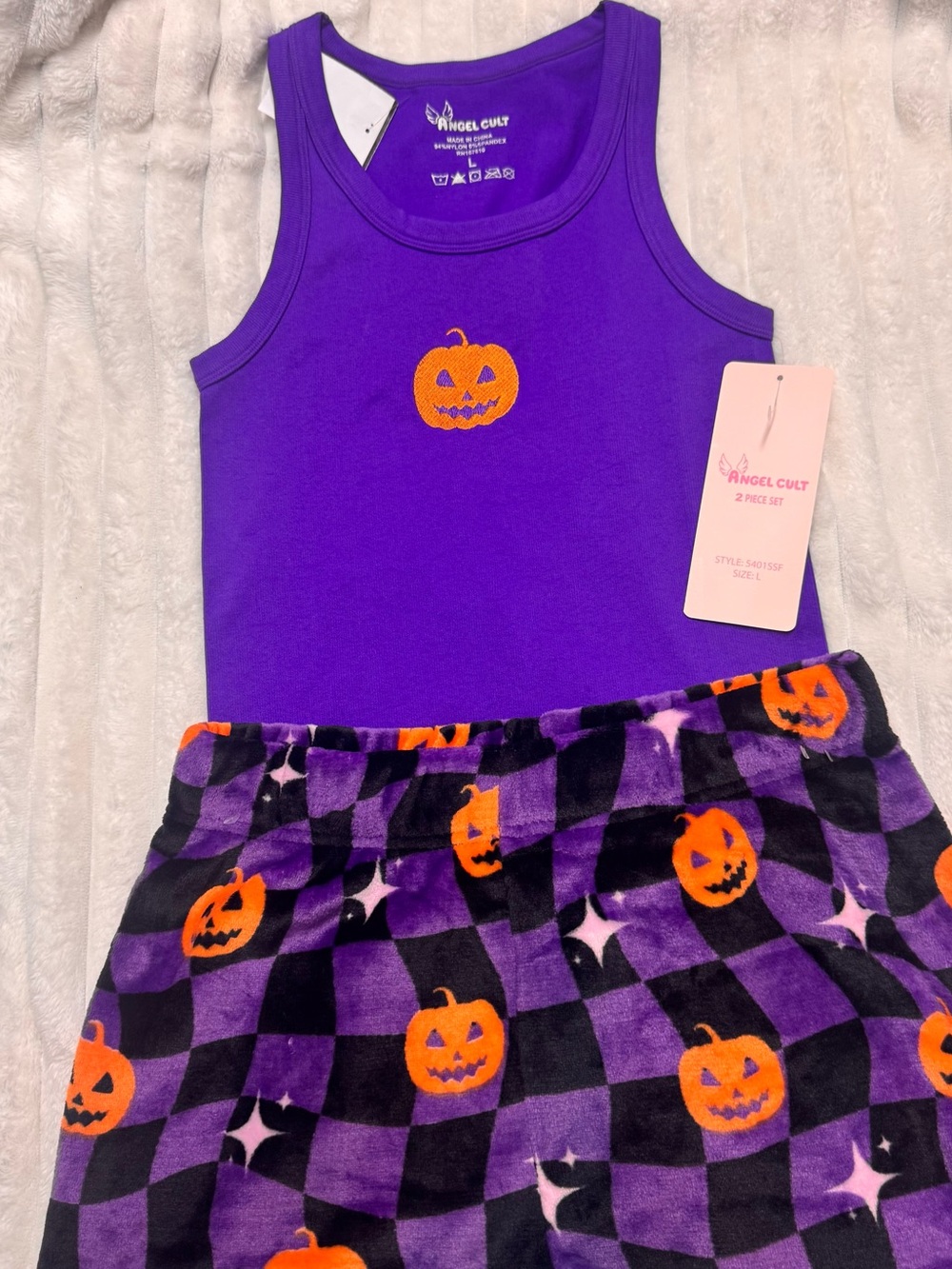 Women Halloween Pumpkin Tank & Skirt Set